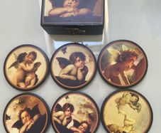 coasters angel art with matching storage box