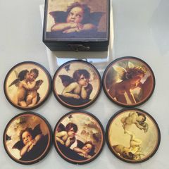coasters angel art with matching storage box