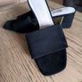 Black Suede Open Toe Slip on Mules Image 2