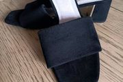Black Suede Wide Fit Slip on Mules