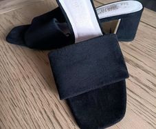 Black Suede Slip on Mules