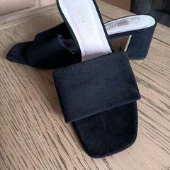 Black Suede Slip on Mules