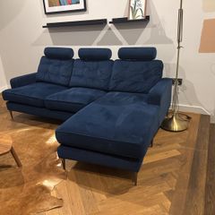 Navy Velvet 3 seater couch with chaise lounge