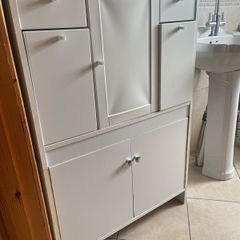 White Multi Storage Bathroom Cabinet / Utility Cupboard