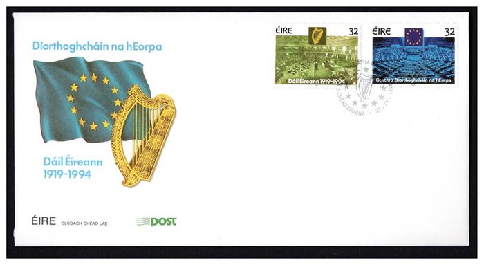 1994 Ireland 75th Anniversary of The First Meeting of the Dail & The 4th Direct Elections of the European Parliament Commemorative Stamps  An Post First Day Cover (FDC)