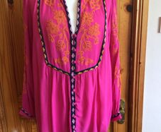Monsoon Pink Long Sleeve embrodiered Blouse Size XL  includes post