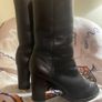 Black Leather Calf Length Boots Image 2