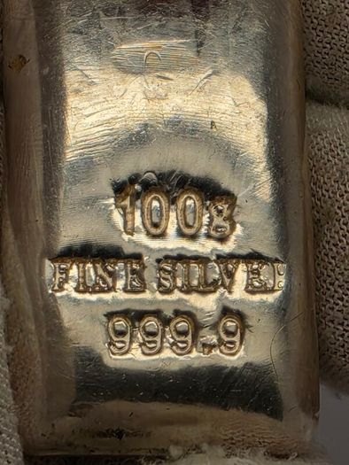 Aarus 100g Grams Fine Silver 999.9 Bar