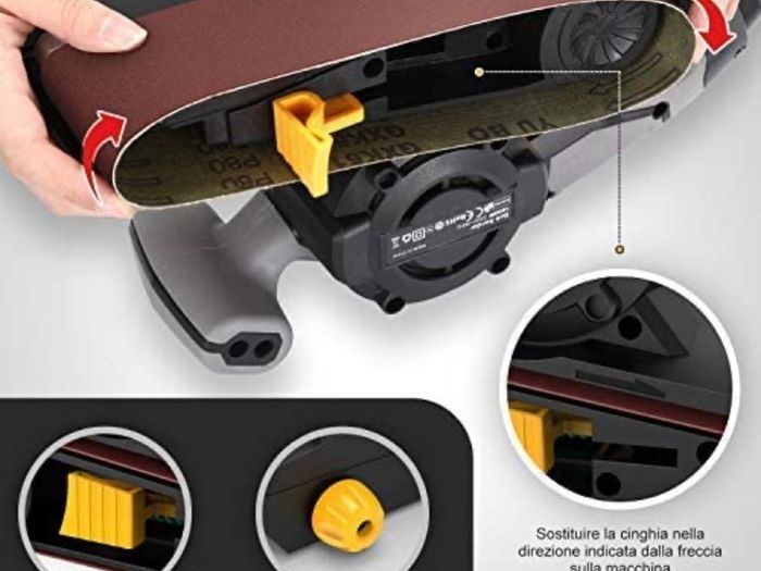 Jellas 1000W Electric Sander, 6 Variable-Speed Control with Self - Locking Switch, 12PCS Sanding Paper (75x533MM), 3m Power Cord for Derusting, Stripping Paint and Polishing (FREE POSTAGE)