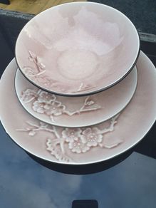 Pier 1 ...  Ceramic Stoneware Dinner Setting/... 3 Piece Setting  ..  (1) Soup/Cereal Bowl, (1) Side Plate, (1) Dinner Plate ..... (Have 2 Sets in Total at 14.00each Set)