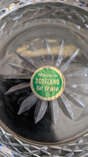 Vintage Scottish Cut Crystal Floral Bowl Original Made in Scotland Label