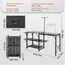 Camping Kitchen Table, One-piece Folding Portable Cook Station with A Carrying Bag, Long Aluminum Camping Table 3 Side Tables Image 3