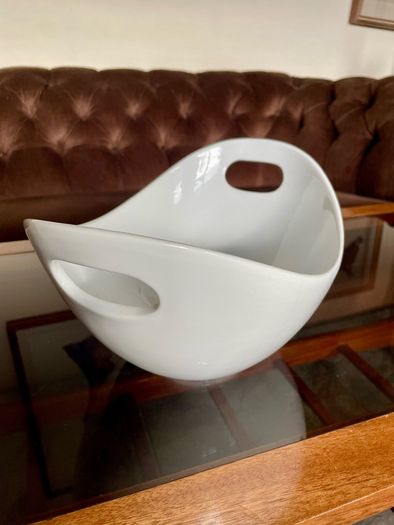 Pristine White Salad Sharing Bowl by Galzone Denmark with Handles