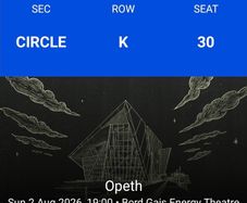 Opeth ticket Dublin Aug 2nd