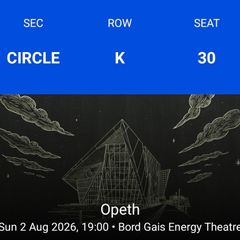 Opeth ticket Dublin Aug 2nd