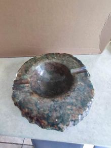 Large solid stone ashtray. Heavy! Weighs over 4 lbs