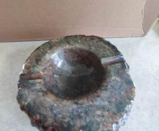Large solid stone ashtray. Heavy! Weighs over 4 lbs