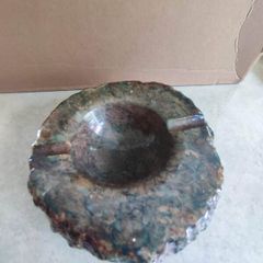 Large solid stone ashtray. Heavy! Weighs over 4 lbs