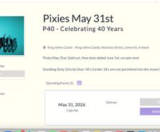Pixies Limerick Ticket x 1