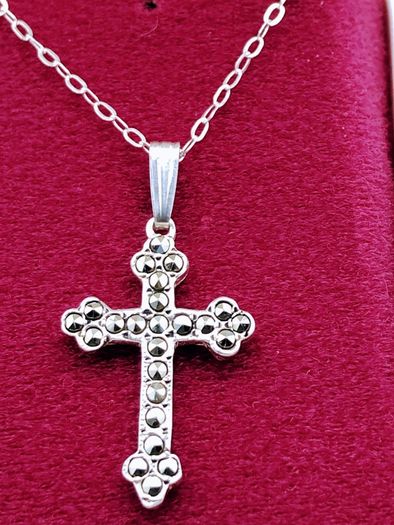 Silver Cross With Marcasites