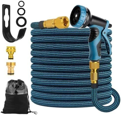 75FT Garden Hose Expandable Garden Hose with 10 Function Hose Spray Gun/Solid Brass Fittings Leak Proof Lightweight Used for Gardening Watering etc 75ft