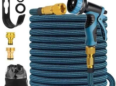 75FT Garden Hose Expandable Garden Hose with 10 Function Hose Spray Gun/Solid Brass Fittings Leak Proof Lightweight Used for Gardening Watering etc 75ft