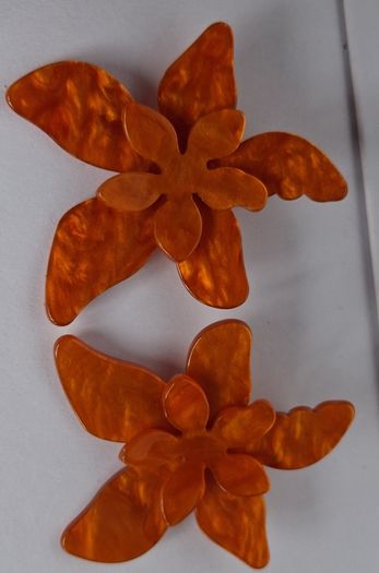Marbled Orange 3D Tiger Lily Resin Earrings