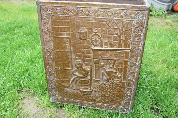 Vintage Hammered Brass Fireplace  Box 20" x 16" x 7"