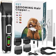 Dog Clippers, Dog Grooming Clippers, Rechargeable, 3-Speed, Cordless, Low Noise Grooming Kit for Dog Cat and Other Pets Black MULTIPLE COLOURS AVAILABLE (FREE POSTAGE)