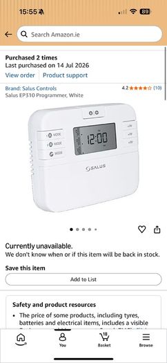 2 Channel Central Heating & Hot Water Programmer Timer
