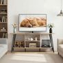TV Unit for Living Room - 120cm Wooden TV Stand Cabinet with Open Shelves, Rounded Edges & Metal Legs, Modern Media Console TV Bench Image 4