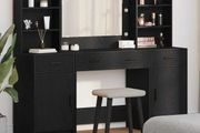 Dressing Table Set with Drawer 3 pcs Black oak Engineered wood