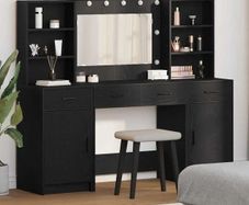Dressing Table Set with Drawer 3 pcs Black oak Engineered wood