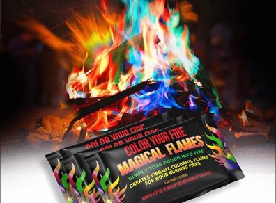 Magical Flames Create Colorful & Vibrant Flames for Fire Pit 25 Pack Campfire, Bonfire, Outdoor Fireplace Magical, Colorful, Rainbow, Mystic Flames