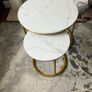 Round Coffee Tables, Removable Set of 2 End Table, Nesting Tables with Gold Metal Frame Legs and Marble White Top for Living Room, Bedroom, Office, Balcony, Apartment (FREE SHIPPING) Image 7