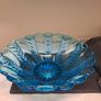 Vintage Blue Pressed Glass Fruit Bowl Image 7