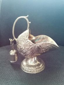 Vintage Silver Plated Sugar Scuttle with Scoop