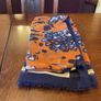 SAMOON scarf in navy with burnt orange and white Image 6