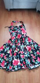 Dress 1960s style vinage allure brand lovely swing style halter neck  suit size 14 zip at back nice stretch on bust area