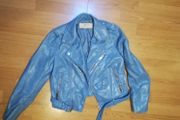 Zara faux leather biker jacket in pastel blue