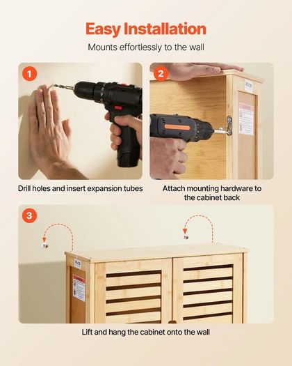 Bathroom Wall Cabinet 2 Doors and Adjustable Shelf Toilet Storage Medicine Cabinet