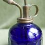 Vintage Perfume Vaporizer Glass Blue Ribbed Image 2