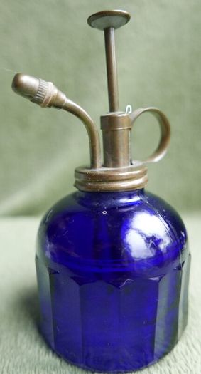 Vintage Perfume Vaporizer Glass Blue Ribbed