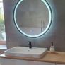 LED Bathroom Mirror 80cm Round Antifog Demister Black Frame Image 10