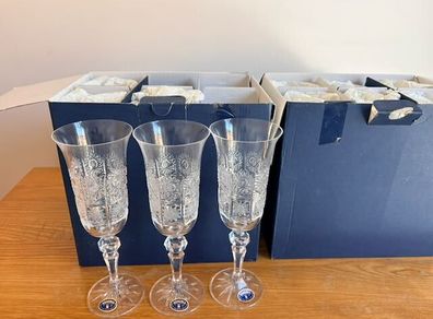 Bohemia Czech Cut Crystal 12 Wine Glasses