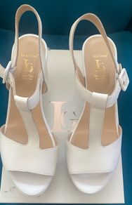 Luca Grossi White T-Bar wedge sandal Brand New