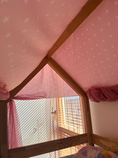 Mezzanine Kids Bed with mattress and canvas covers - like new