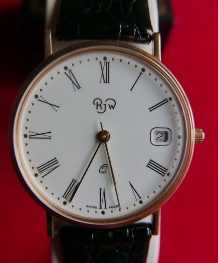 Rjw 9ct Gold 375 Cased Mens Swiss Made Wristwatch (works Perfectly)