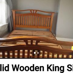 Solid Wooden King Size Sleigh Bed