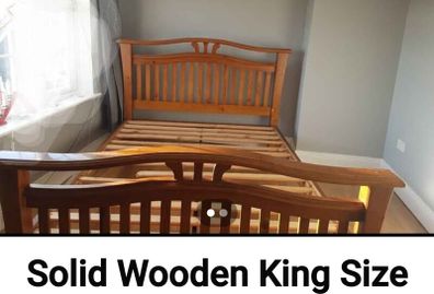 Solid Wooden King Size Sleigh Bed